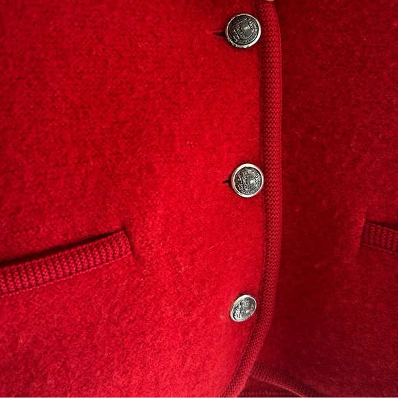 Geiger Vintage Red Boiled Wool Button Jacket Women's Size 8 - Picture 5 of 16